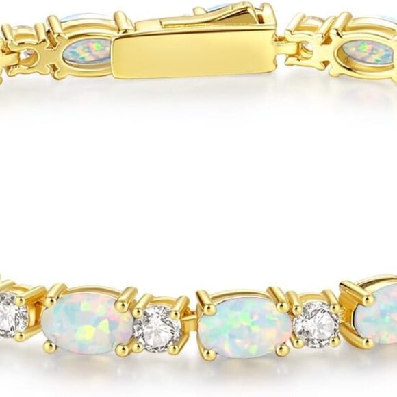 14K Gold Plated Birthstone Bracelets 4mm Sterling Silver Tennis Bracelets Gold B